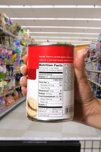 Nutritional label on a can of food